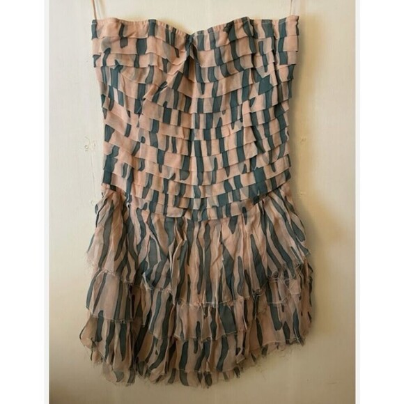 Kate Moss X Topshop Strapless Dress, Size US8 UK12, Zebra Print ruffles - Picture 7 of 8